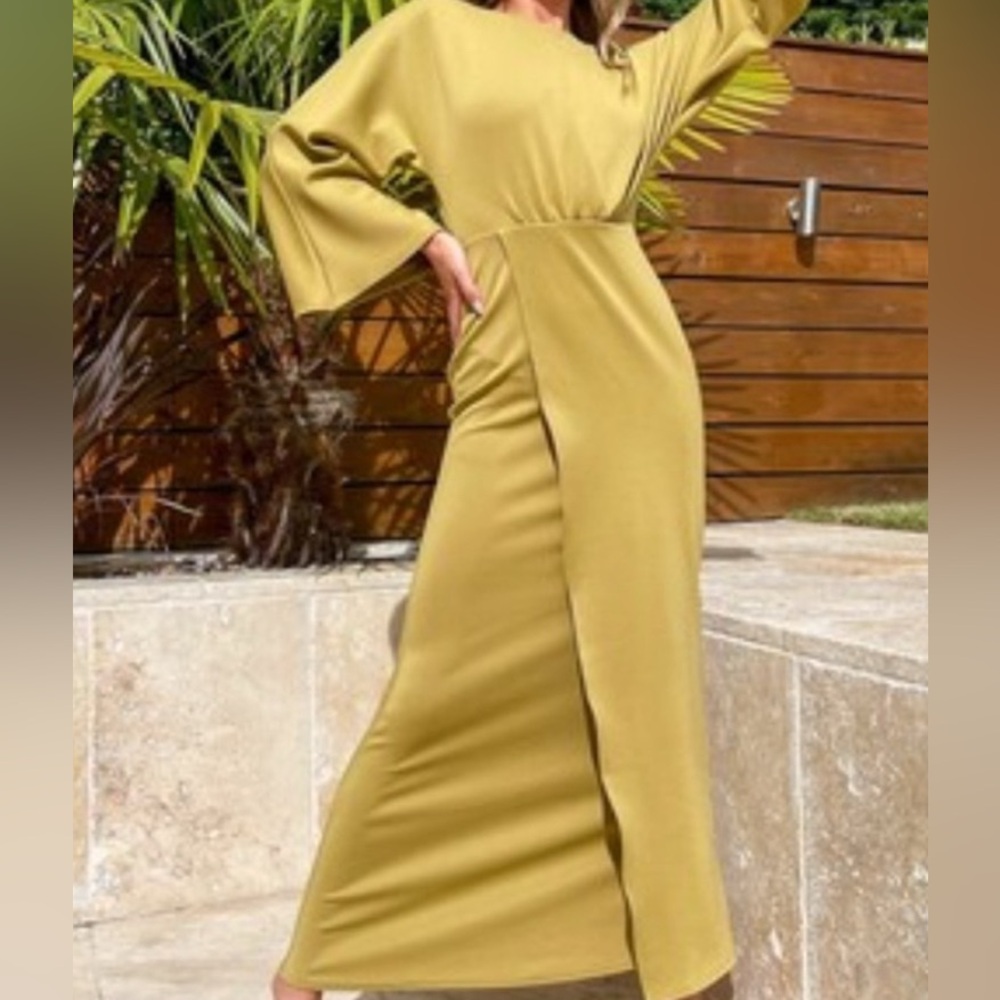 ASOS Design Olive Front Twist Fluted Sleeve Maxi Dress Size 0